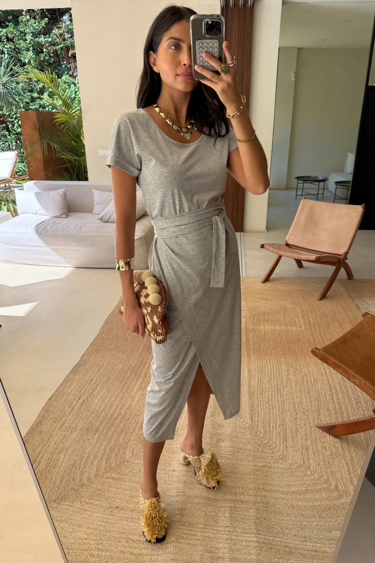 Grey Jesse Jersey Wrap Dress sold by Never Fully Dressed product image thumbnail 3