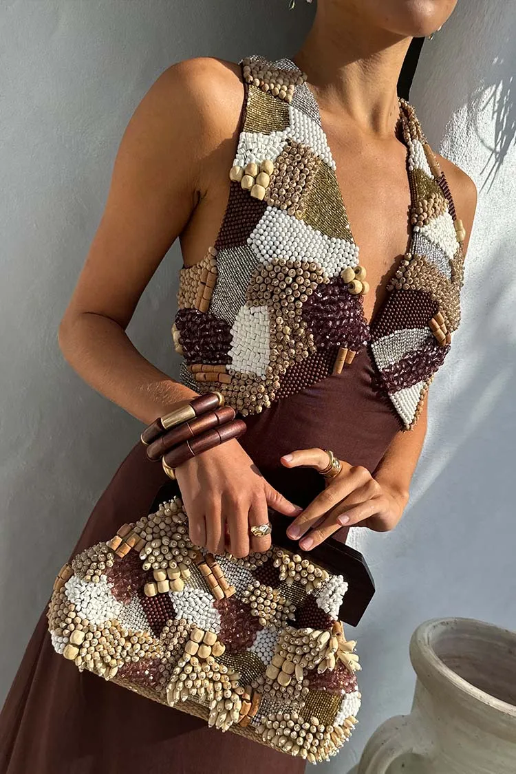 Chocolate Beaded Allegra Dress sold by Never Fully Dressed product image thumbnail 4