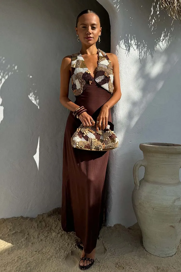 Chocolate Beaded Allegra Dress sold by Never Fully Dressed product image thumbnail 2