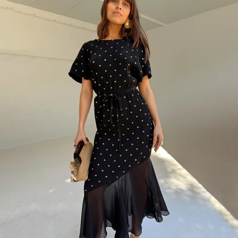 Black Plisse Fifi Dress sold by Never Fully Dressed