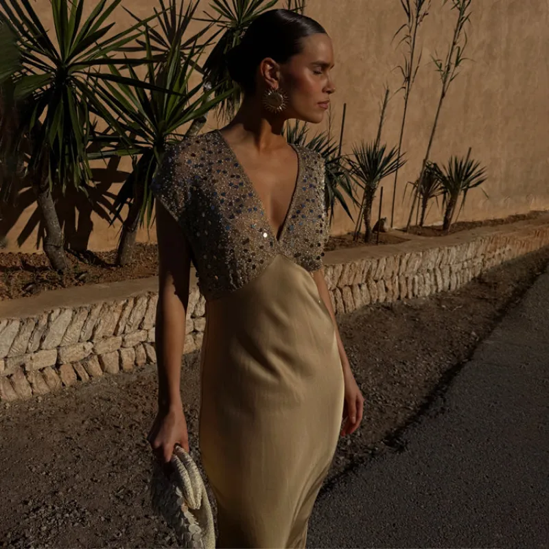 Gold Sequin Elodie Dress Petite sold by Never Fully Dressed