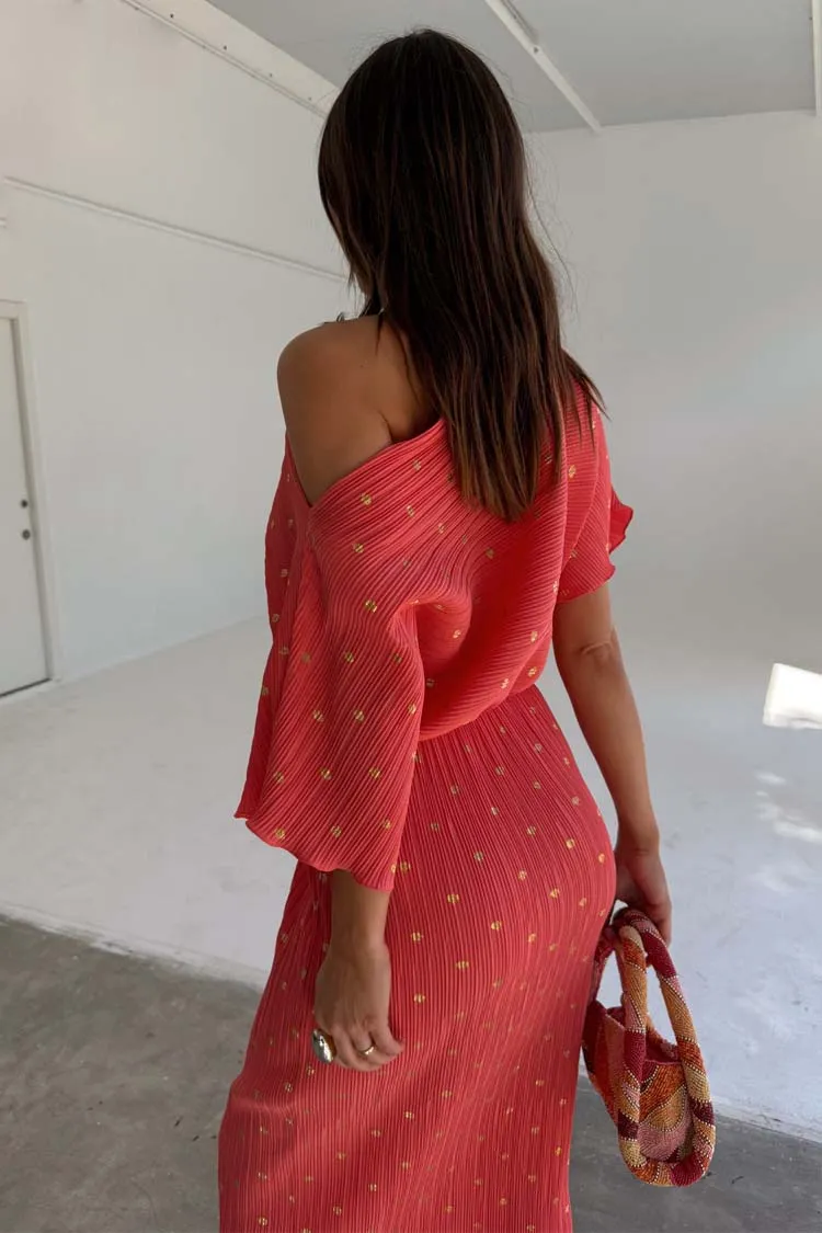 Coral Plisse Tilly Dress sold by Never Fully Dressed product image thumbnail 3