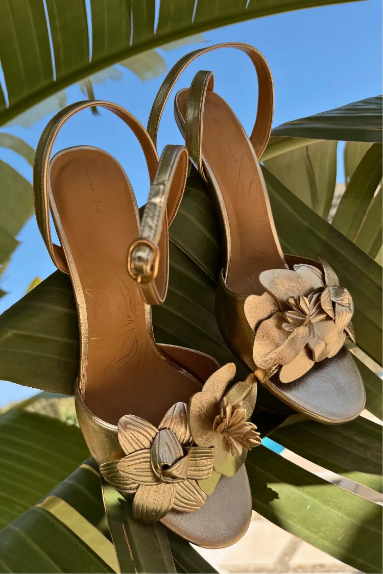 Gold Metallic Flower Heel sold by Never Fully Dressed product image thumbnail 4