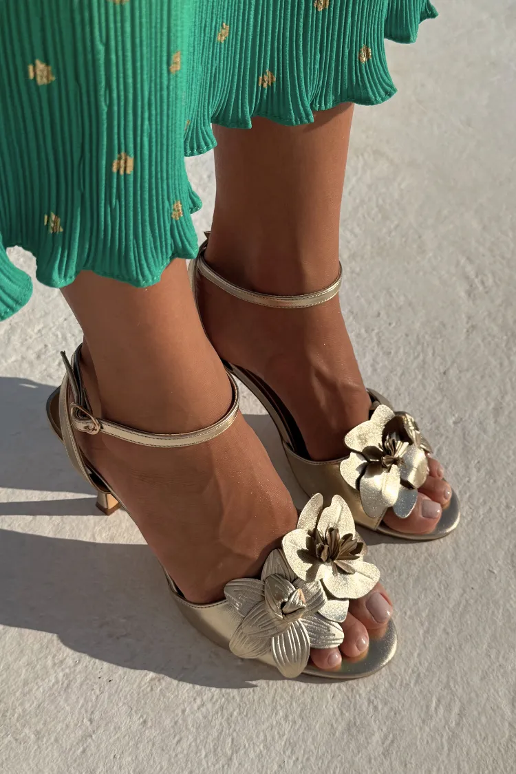 Gold Metallic Flower Heel sold by Never Fully Dressed product image thumbnail 5