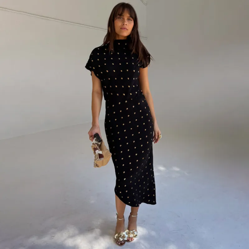 Black Plisse Desiree Dress sold by Never Fully Dressed