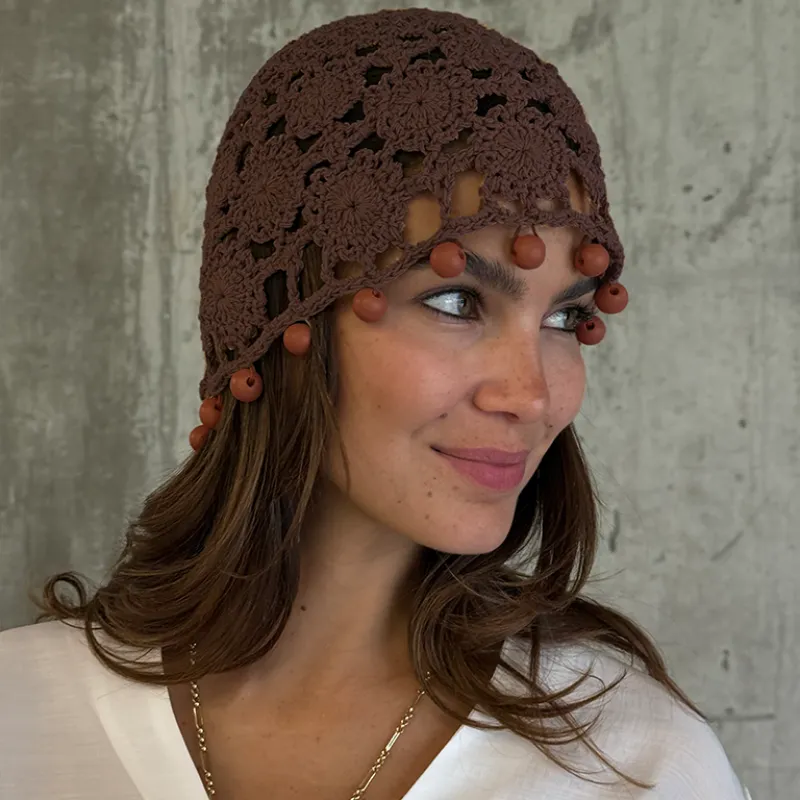 Chocolate Crochet Beanie sold by Never Fully Dressed
