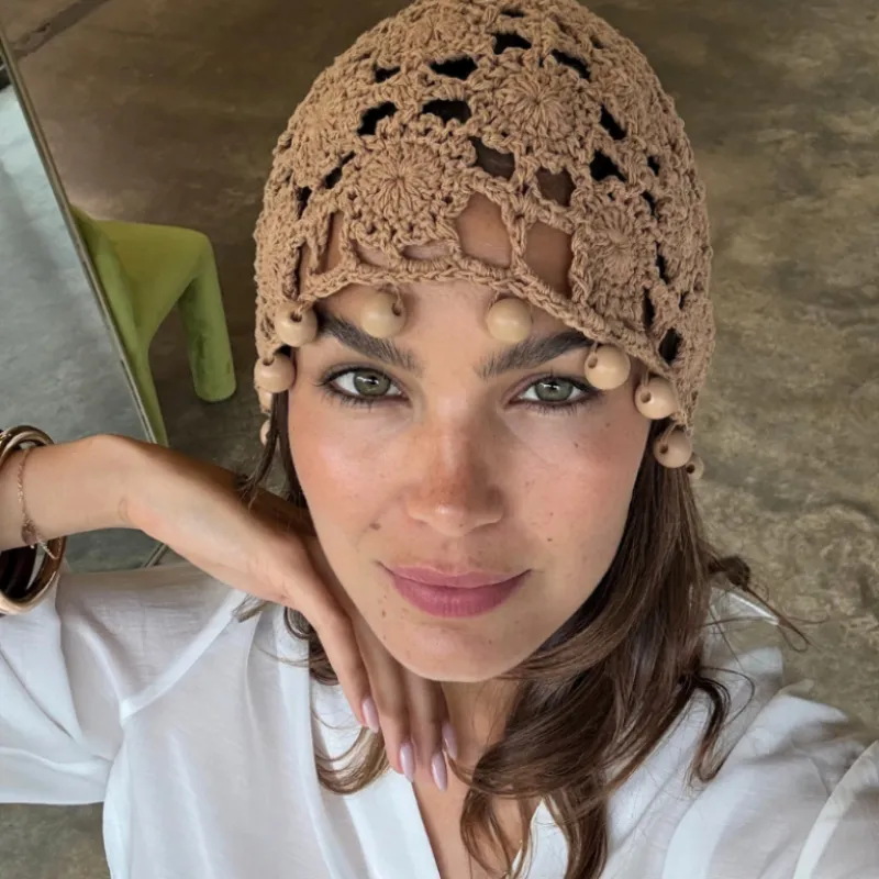 Tan Crochet Beanie made by Never Fully Dressed