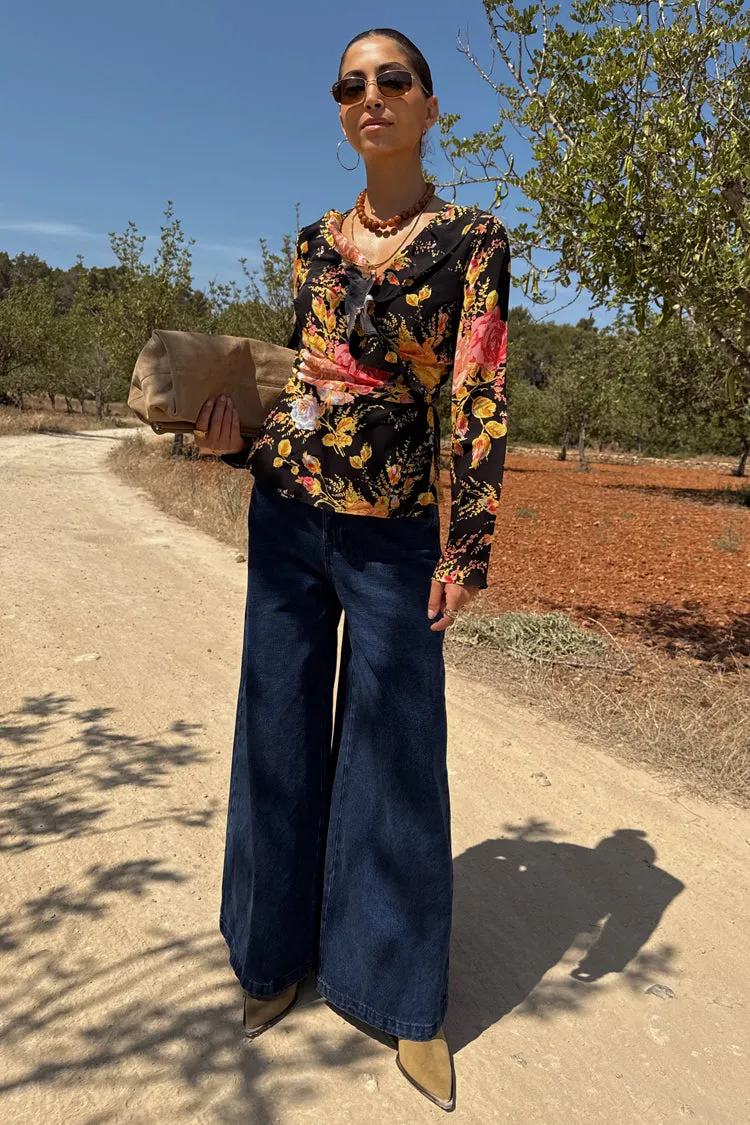 Black Sofia Floral Wrap Top sold by Never Fully Dressed product image thumbnail 3