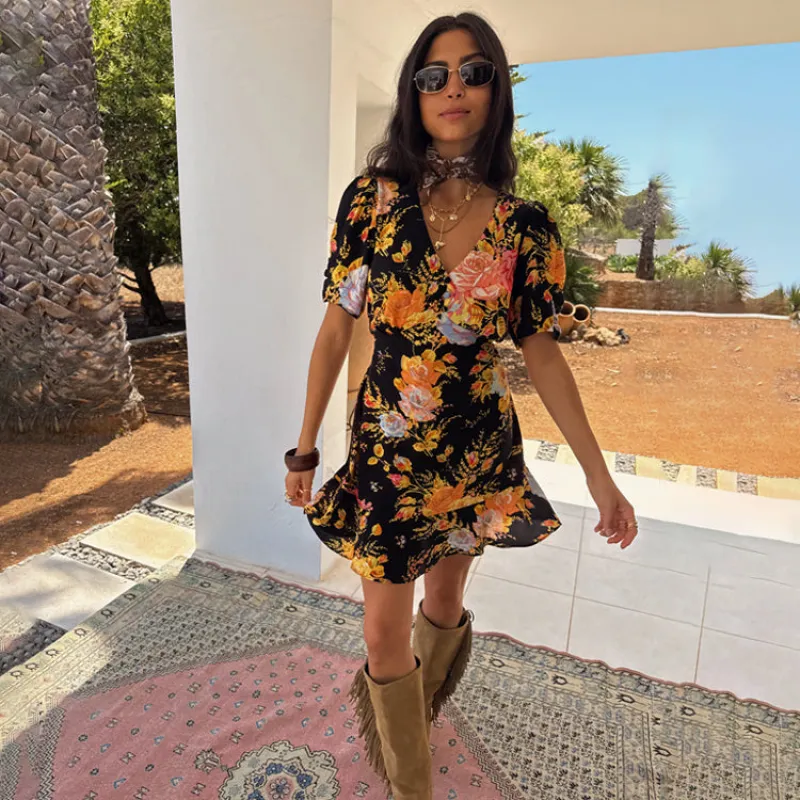 Black Sofia Mini Tea Dress sold by Never Fully Dressed