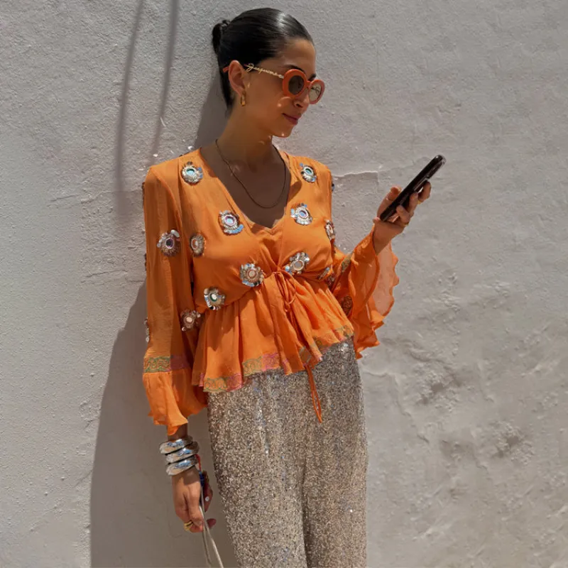 Apricot Embellished Top made by Never Fully Dressed