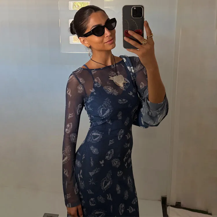 Denim Deloris Mesh Dress sold by Never Fully Dressed