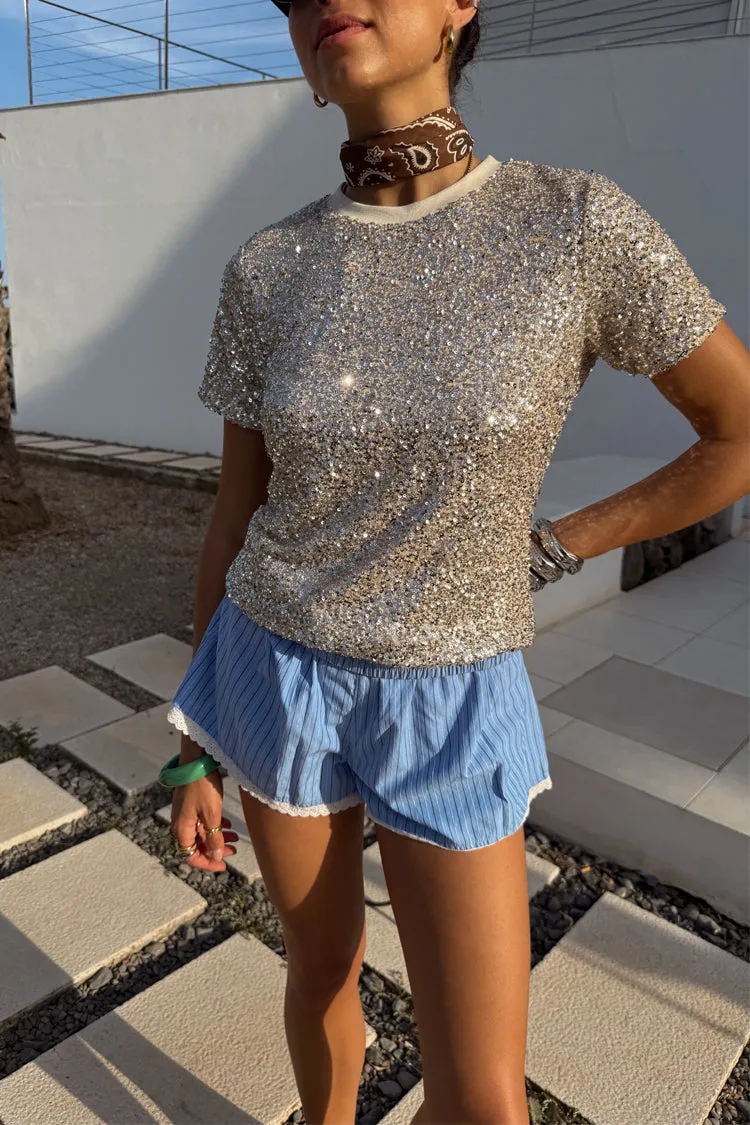 Silver Sequin T Shirt sold by Never Fully Dressed product image thumbnail 2