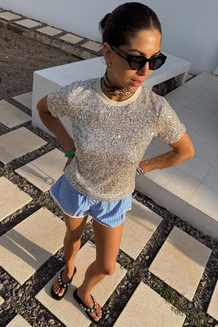 Silver Sequin T Shirt sold by Never Fully Dressed product image thumbnail 3