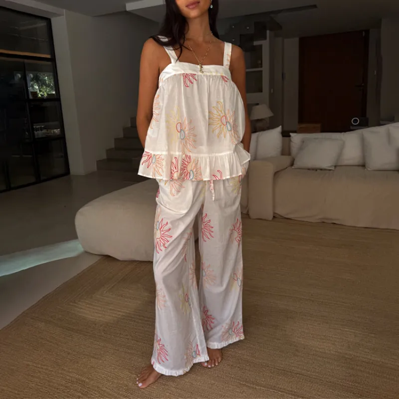 Sun Embroidered PJ Set sold by Never Fully Dressed