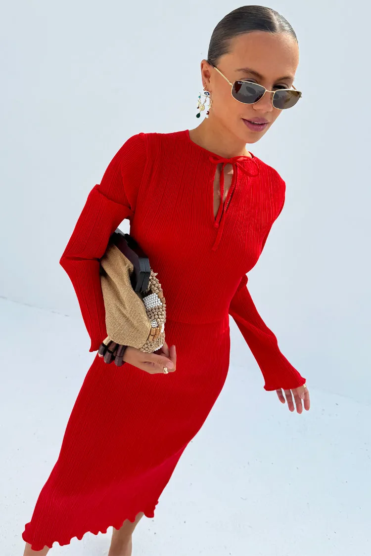 Red Gaia Plisse Dress sold by Never Fully Dressed product image thumbnail 3