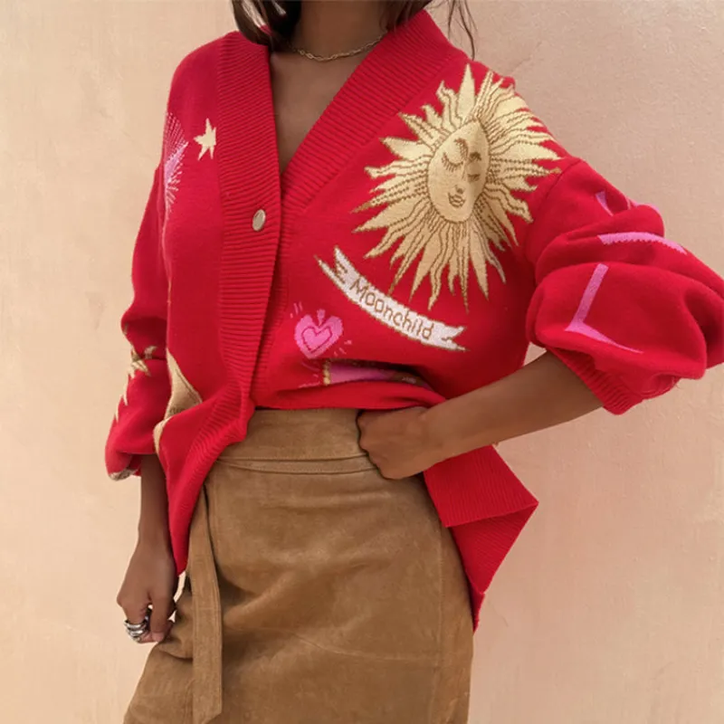 Red Mystical Cardigan sold by Never Fully Dressed