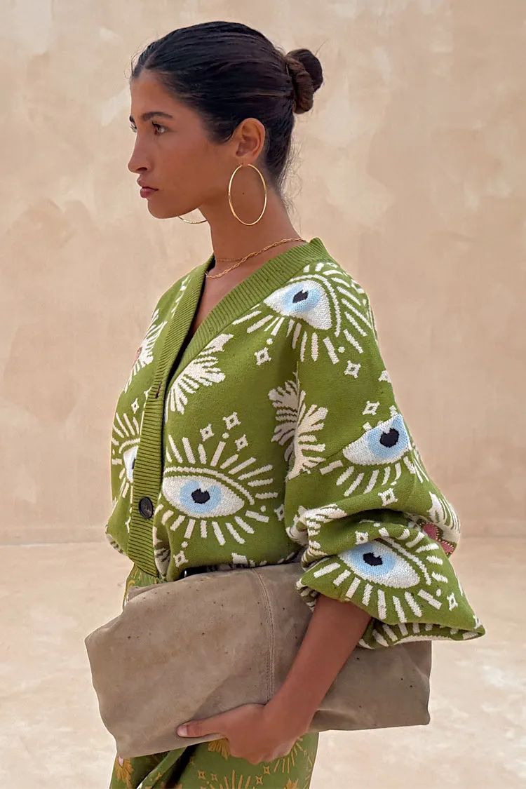 Khaki Eye Cardigan sold by Never Fully Dressed product image thumbnail 3