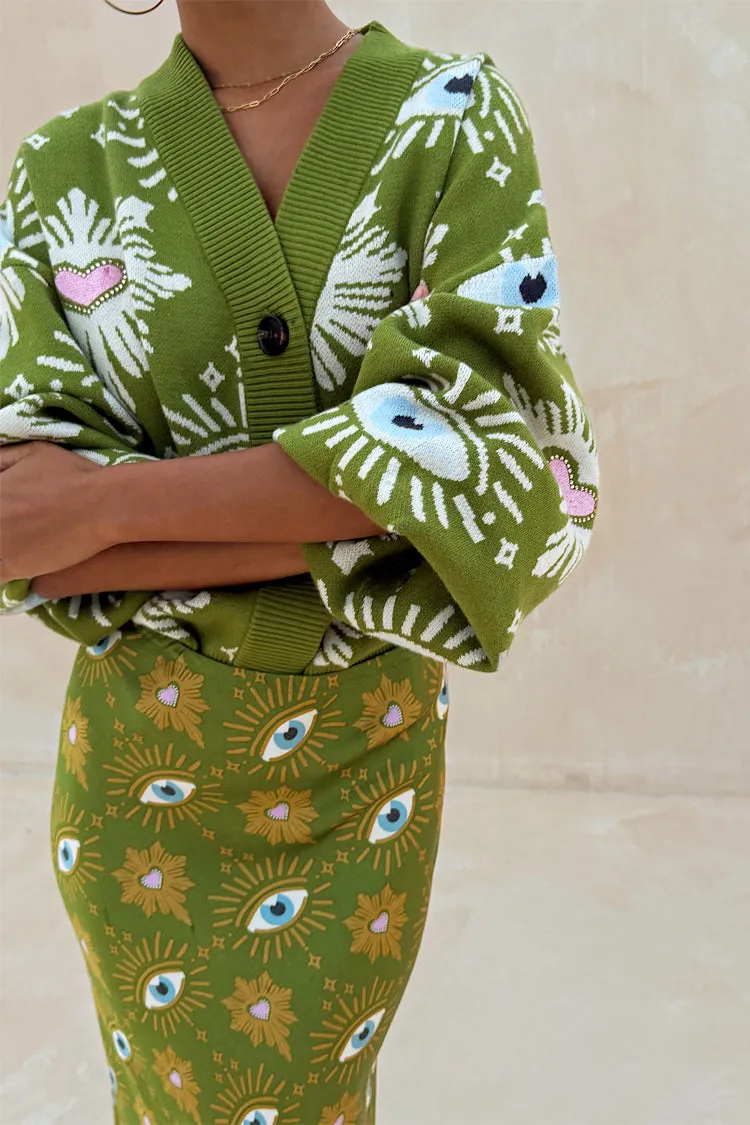 Khaki Eye Cardigan sold by Never Fully Dressed product image thumbnail 4