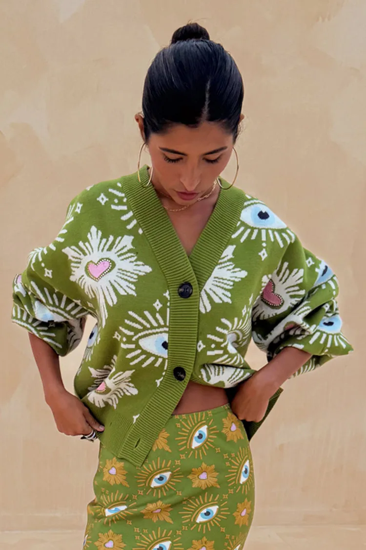 Khaki Eye Cardigan sold by Never Fully Dressed product image thumbnail 2