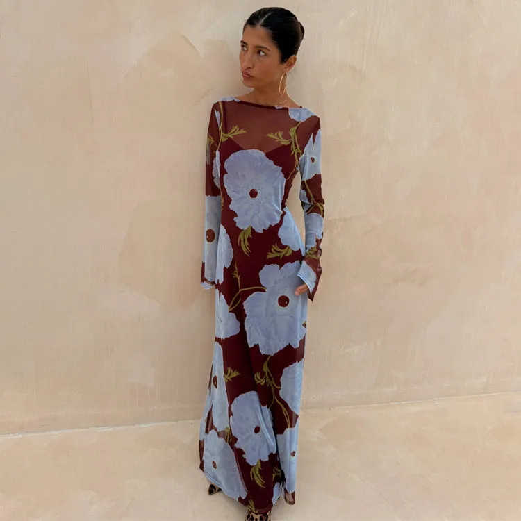 Burgundy & Blue Poppy Aria Dress Petite sold by Never Fully Dressed