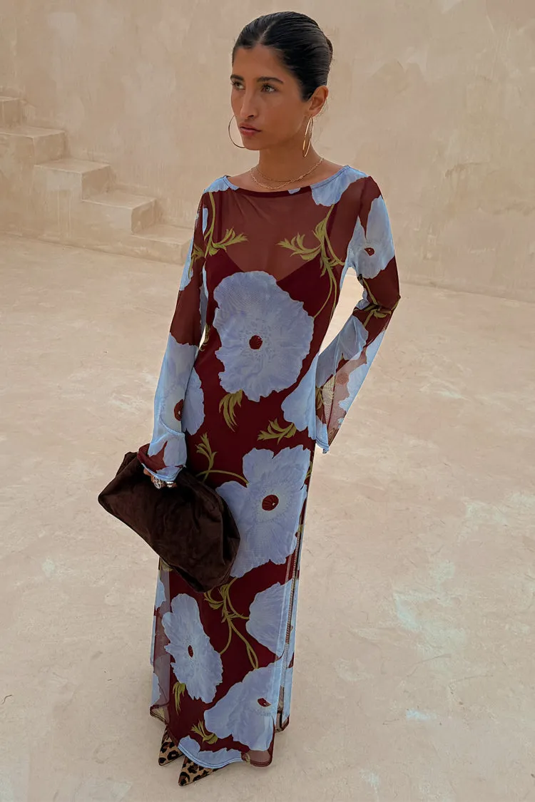 Burgundy & Blue Poppy Aria Dress Petite sold by Never Fully Dressed product image thumbnail 4