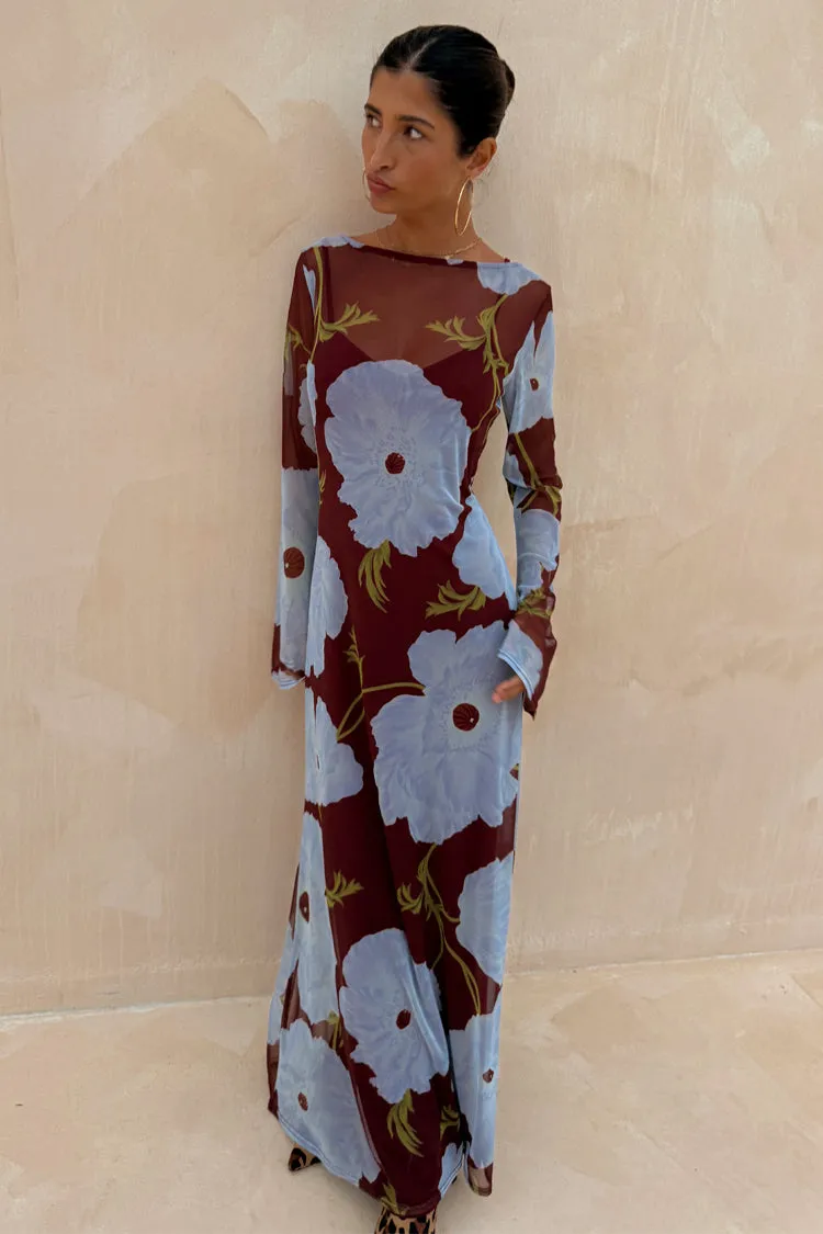 Burgundy & Blue Poppy Aria Dress sold by Never Fully Dressed product image thumbnail 2