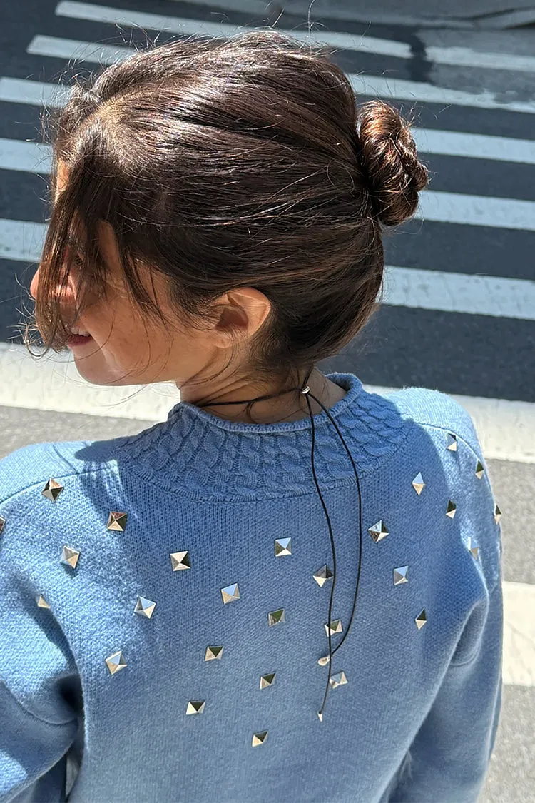 Ice Blue Studded Cardigan sold by Never Fully Dressed product image thumbnail 3