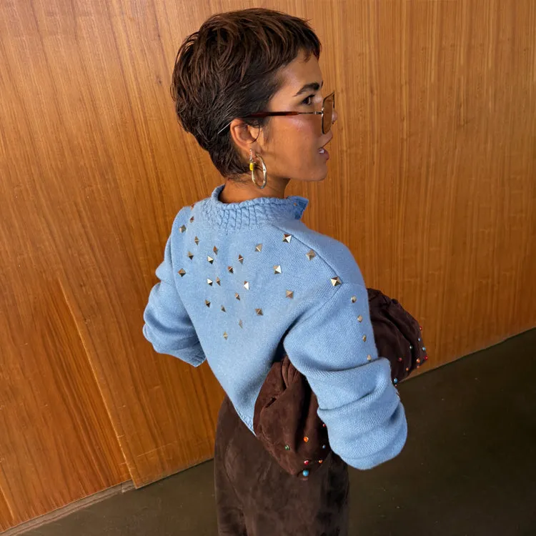 Ice Blue Studded Cardigan sold by Never Fully Dressed