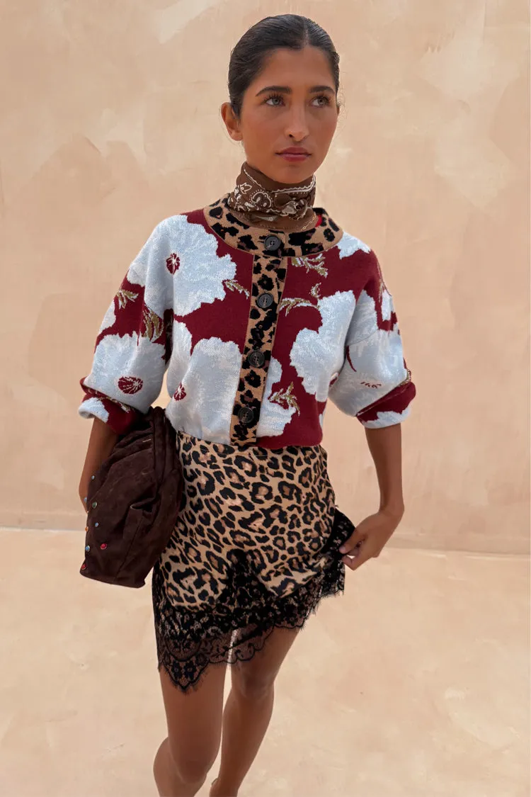 Burgundy & Blue Poppy Cardigan sold by Never Fully Dressed product image thumbnail 2