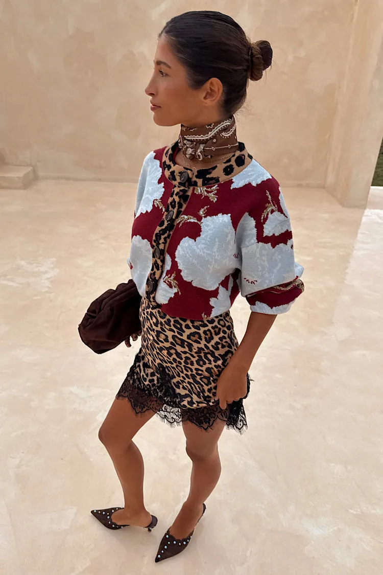 Burgundy & Blue Poppy Cardigan sold by Never Fully Dressed product image thumbnail 3