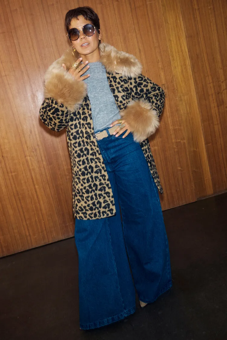 Leopard Coat with Faux Fur Trims sold by Never Fully Dressed product image thumbnail 4