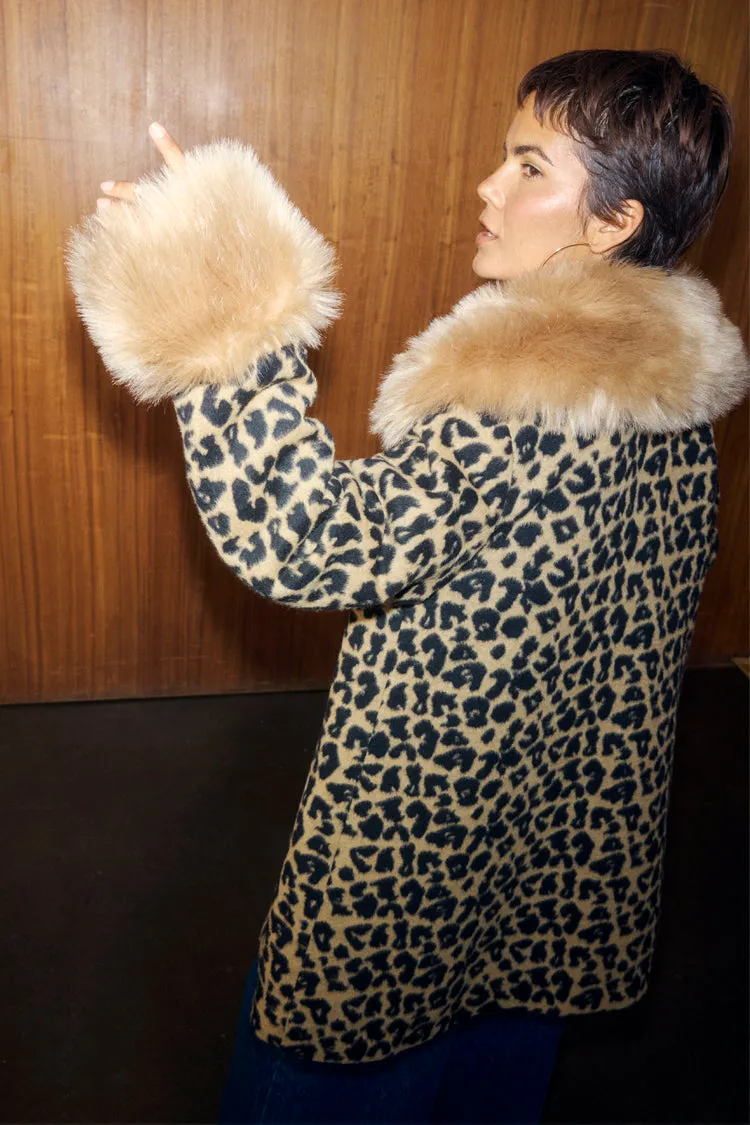 Leopard Coat with Faux Fur Trims sold by Never Fully Dressed product image thumbnail 5