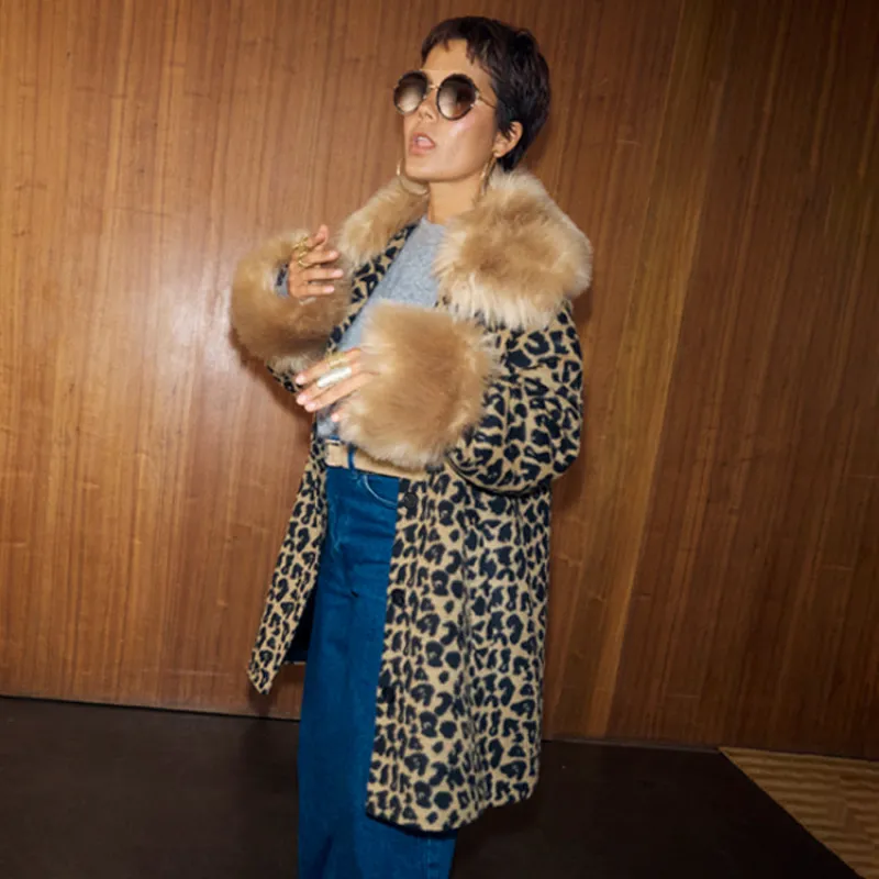 Leopard Coat with Faux Fur Trims sold by Never Fully Dressed