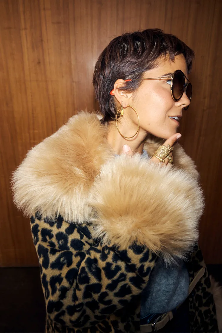 Leopard Coat with Faux Fur Trims sold by Never Fully Dressed product image thumbnail 3