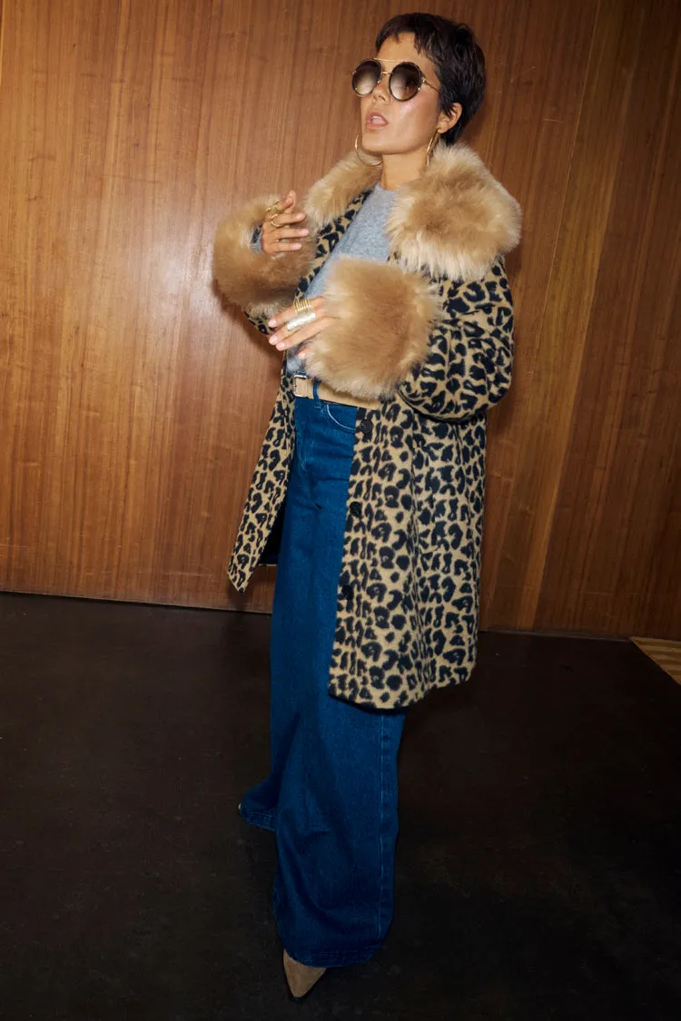 Leopard Coat with Faux Fur Trims sold by Never Fully Dressed product image thumbnail 2