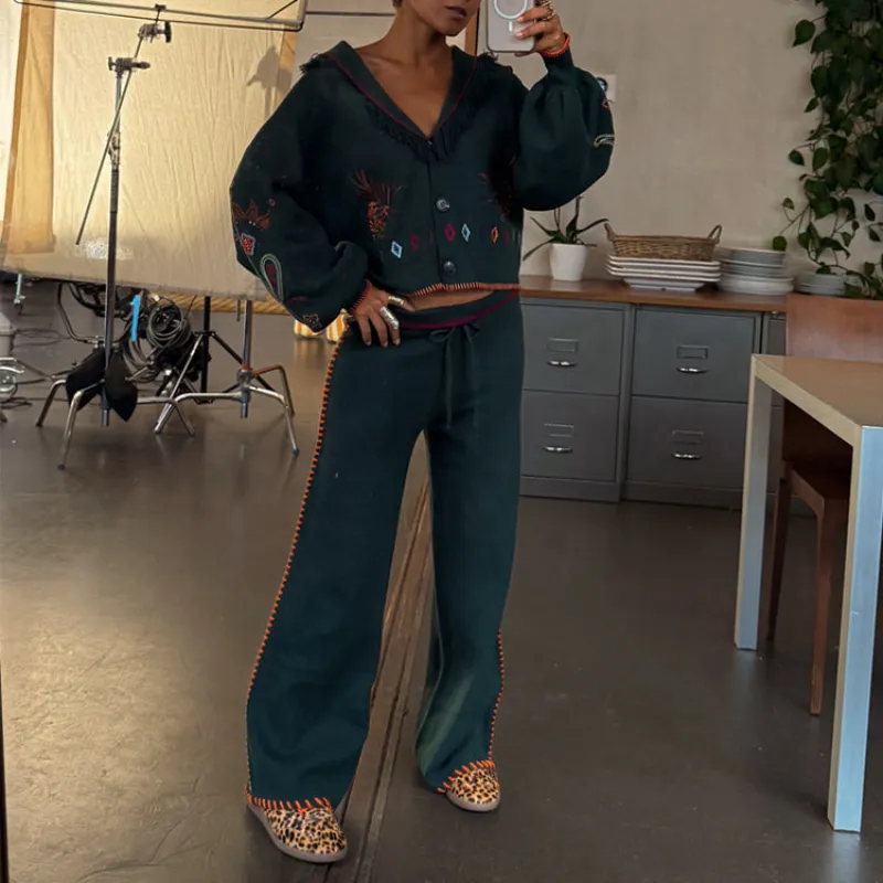 Bottle Green Wide Leg Pants sold by Never Fully Dressed