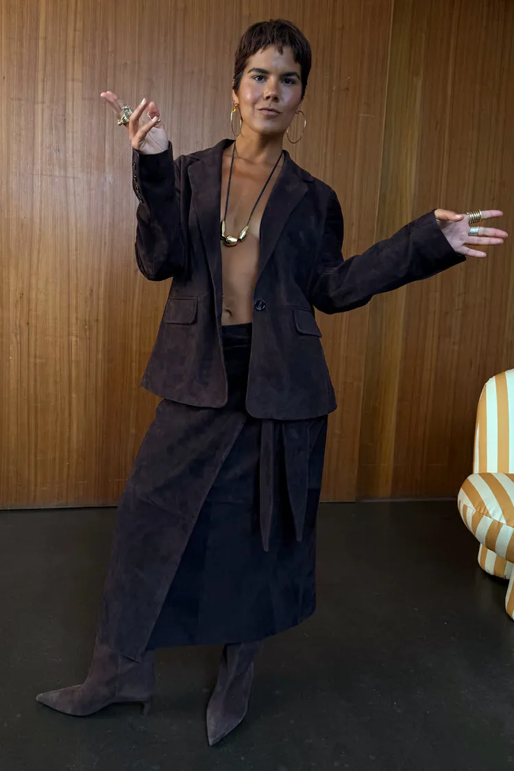 Chocolate Suede Jacket sold by Never Fully Dressed product image thumbnail 3