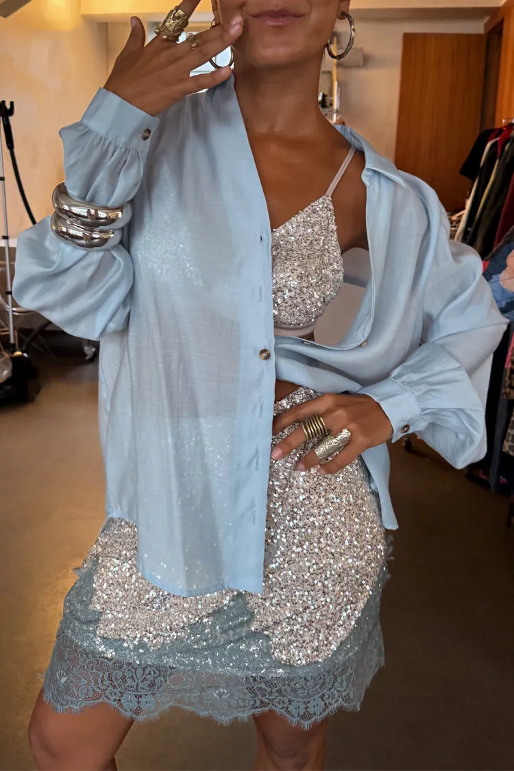 Silver Sequin Mini Maeva Skirt sold by Never Fully Dressed product image thumbnail 5