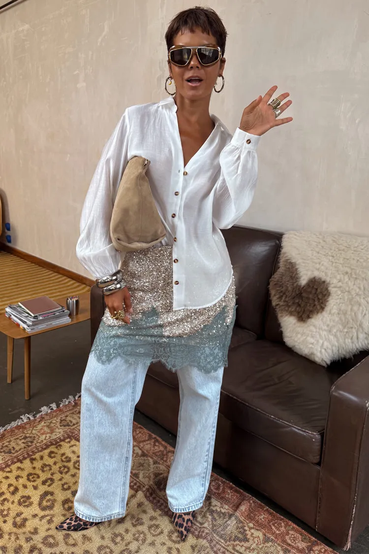 Silver Sequin Mini Maeva Skirt sold by Never Fully Dressed product image thumbnail 3