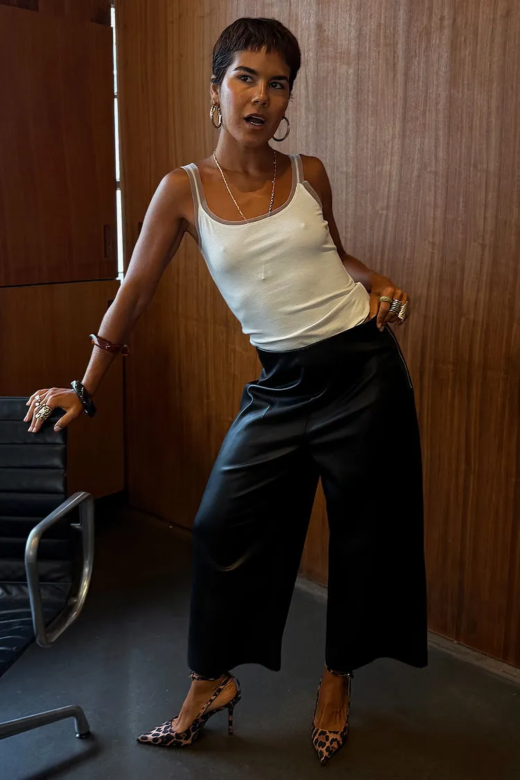 Black Vegan Leather Culottes sold by Never Fully Dressed product image thumbnail 4