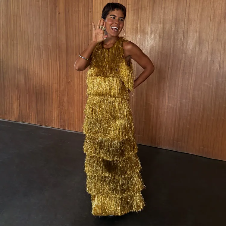 Gold Fringe Dress sold by Never Fully Dressed