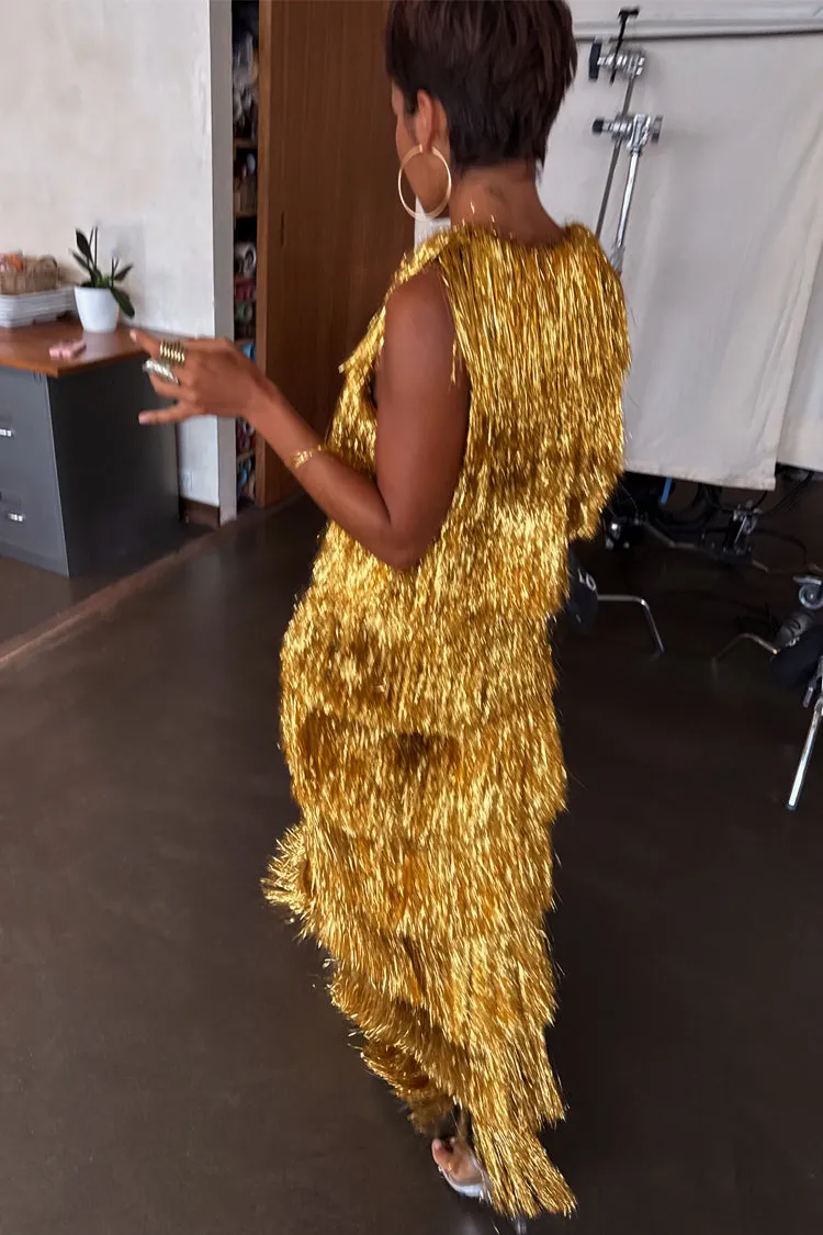 Gold Fringe Dress sold by Never Fully Dressed product image thumbnail 4