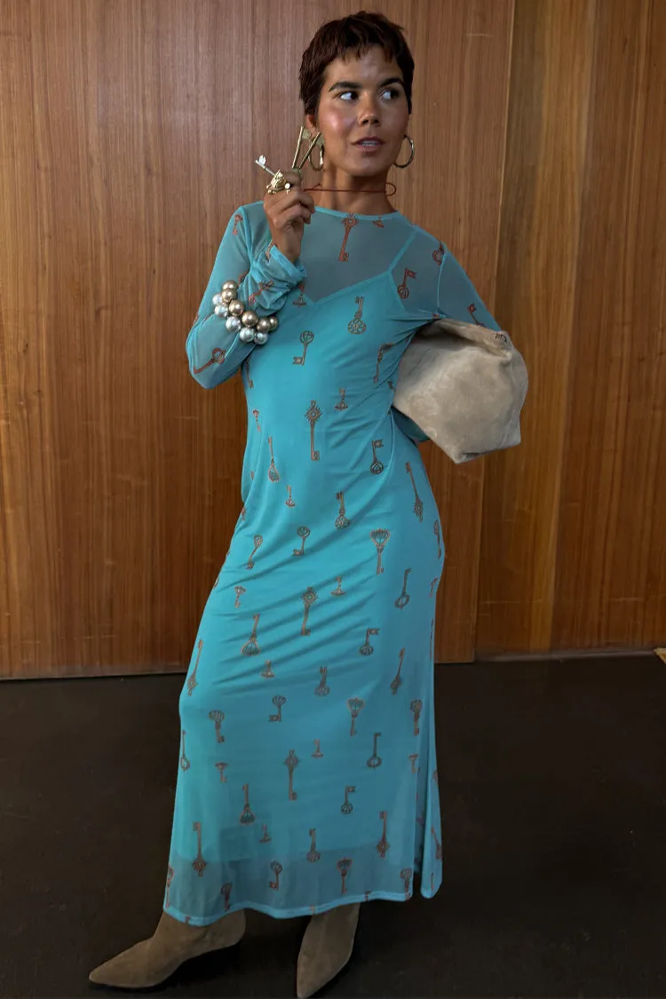 Turquoise Key Mesh Dress sold by Never Fully Dressed product image thumbnail 5