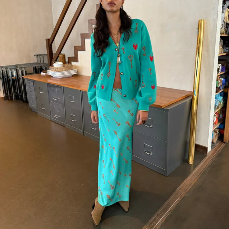 Turquoise Key Dorris Skirt sold by Never Fully Dressed