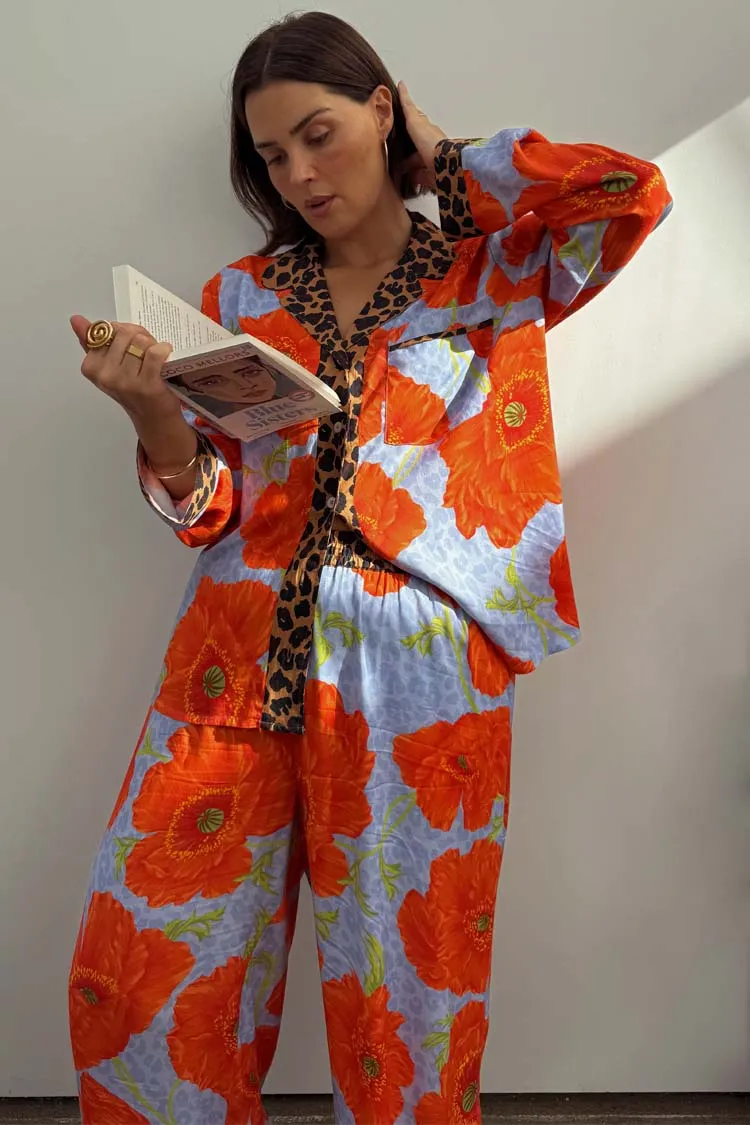 Blue Poppy Print Button Through Pyjamas sold by Never Fully Dressed product image thumbnail 3