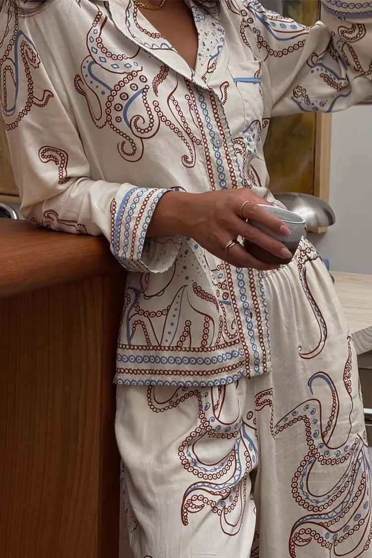 Cream Octopus Button Through Pyjamas sold by Never Fully Dressed product image thumbnail 2