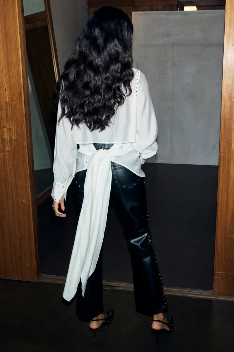 White Studded Tie Back Shirt sold by Never Fully Dressed product image thumbnail 3