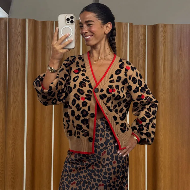 Cherry Leopard Cardigan sold by Never Fully Dressed