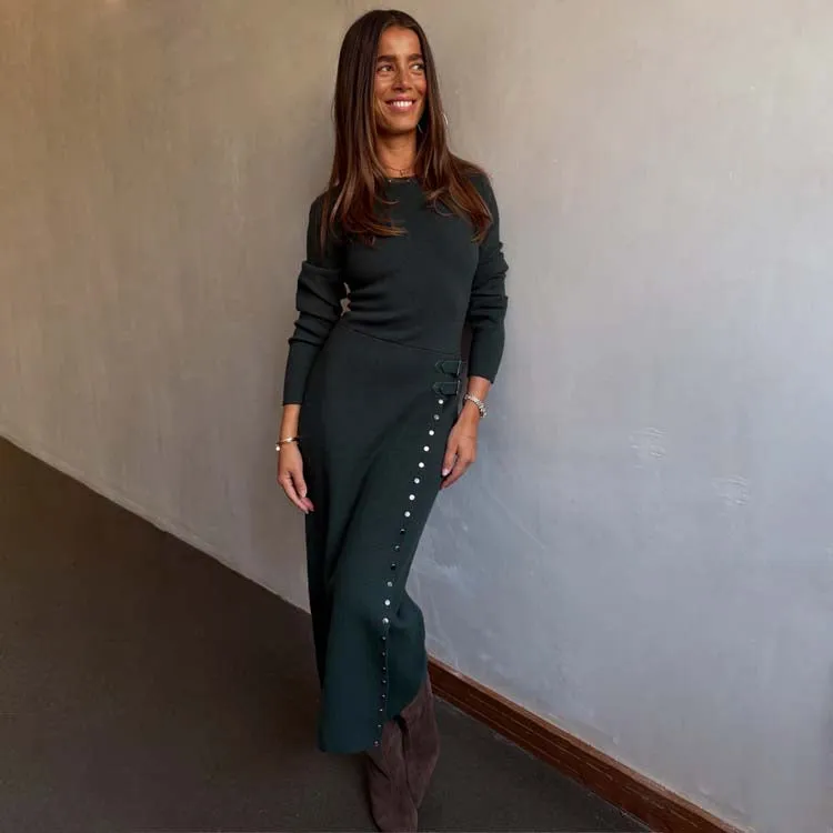 Bottle Green Stud Sammie Dress sold by Never Fully Dressed