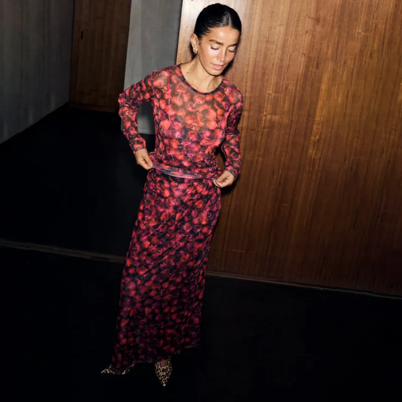 Cherry Mesh Dorris Skirt sold by Never Fully Dressed